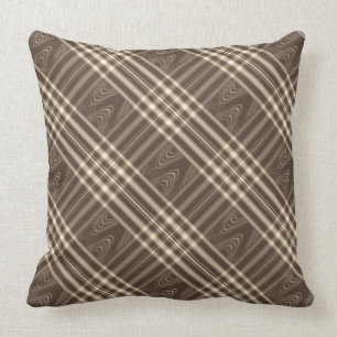 Plaid n Swirls Brown n Cream Throw Pillows mcful