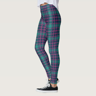 Women's Pink Plaid Leggings