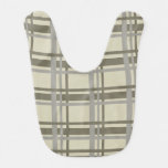 Plaid neutral gray/beige baby bib