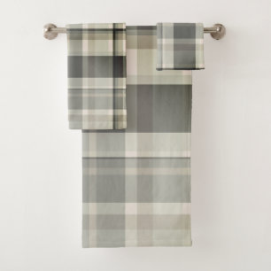 Plaid Neutrals Beige, Grey Blends   Bath Towel Set