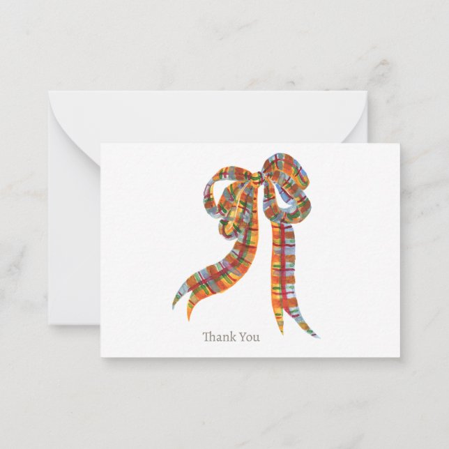Plaid Nostalgic Sympathy Thank You Card (Back)
