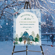 Plaid oh deer boy baby shower welcome sign