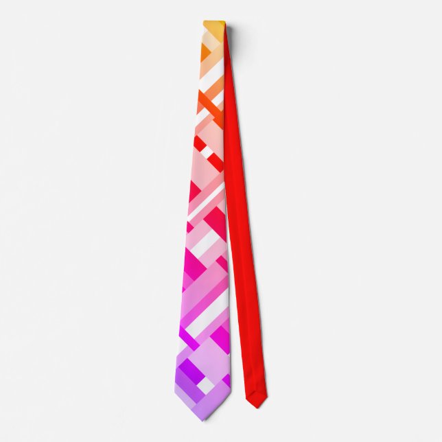 Plaid Ombre in Yellow, Orange, Pink & Purple Neck Tie (Front)