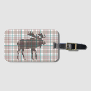 Plaid on Plaid Moose Luggage Tag