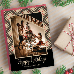 Plaid One Photo Christmas  Holiday Card