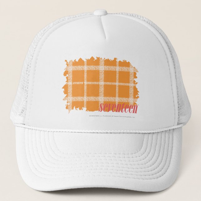 Plaid Orange 3 Trucker Hat (Front)