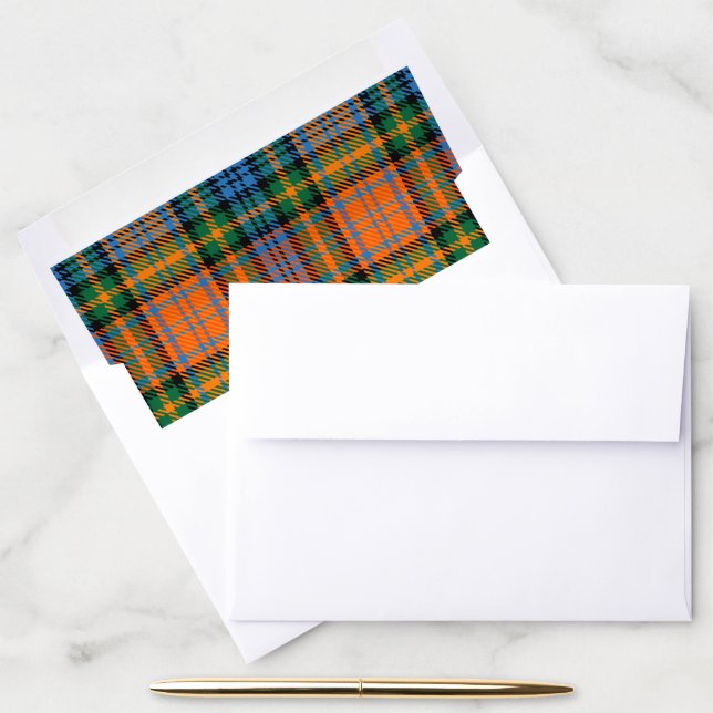 Plaid Orange Green Check Rustic Tartan Envelope Liner (Desk)