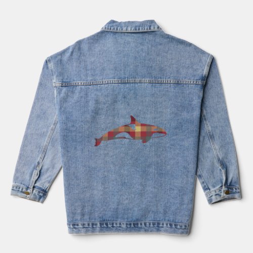 Plaid Orca Whale Watching Save The Dolphins Buffal Denim Jacket