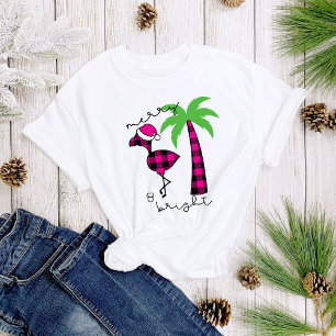 Plaid Palm Tree Flamingo Merry & Bright Women's T-Shirt