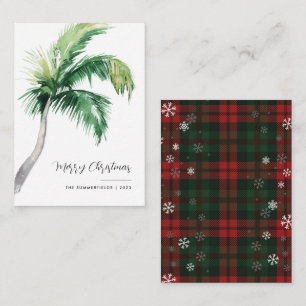 Plaid Palm Tree Holiday Merry Christmas Note Card