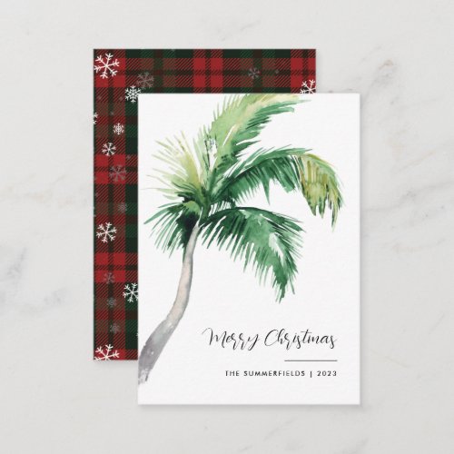 Plaid Palm Tree Holiday Merry Christmas Note Card