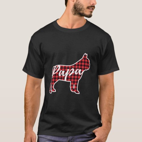 Plaid Papa French Bulldog Dog Dad Buffalo Pajama L T_Shirt