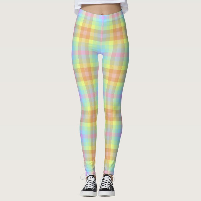 Plaid Pastel Rainbow leggings (Front)