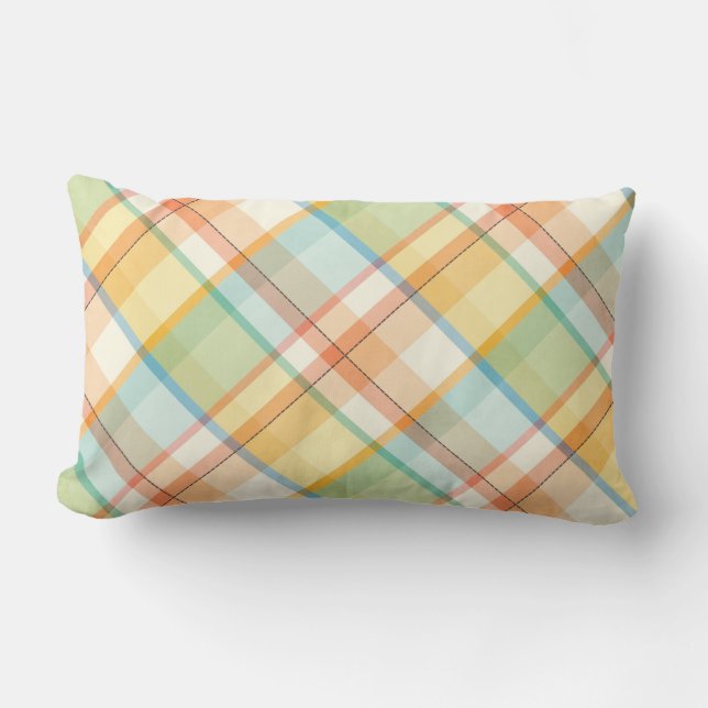 Plaid Pastels Throw Pillow (Front)