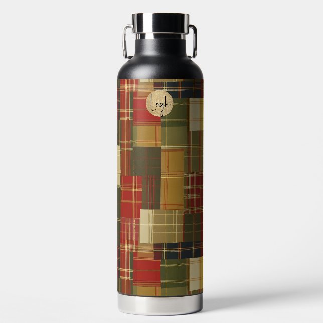 Plaid Patches Thermal Water Bottle (Front)