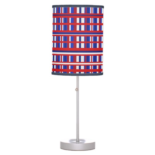 Plaid Patriot Red White  Blue Bold Table Lamp