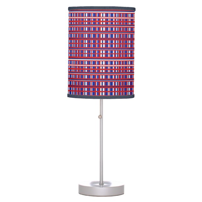 Plaid Patriot Red White & Blue Table Lamp (Front)
