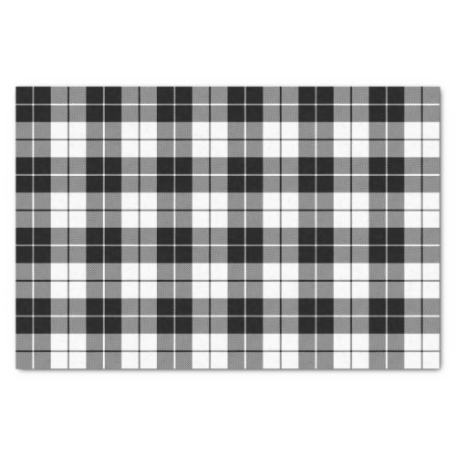 Plaid Pattern Black and White Tissue Paper