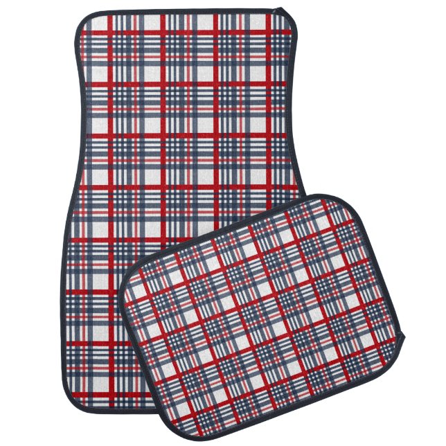 Plaid pattern car mat (Set)