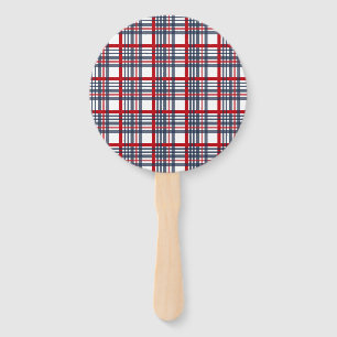 Plaid pattern hand fan