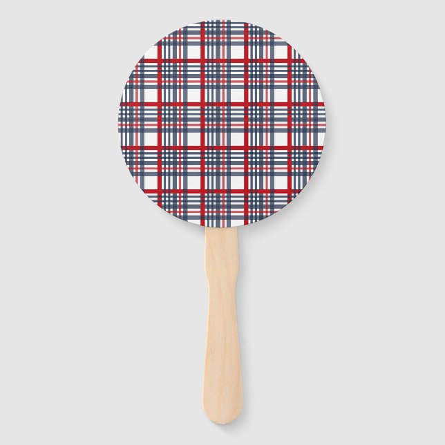 Plaid pattern hand fan (Front)
