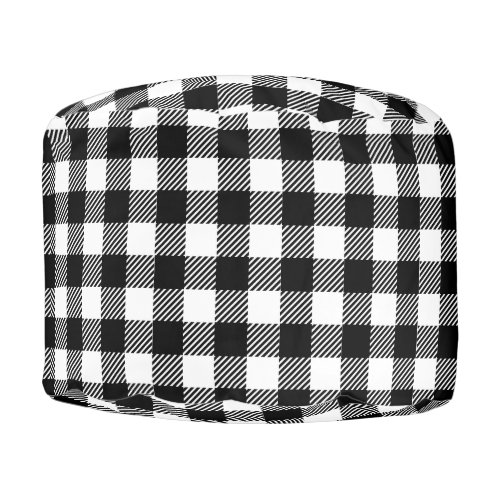 Plaid Pattern in Black and White _ DIY Background Pouf
