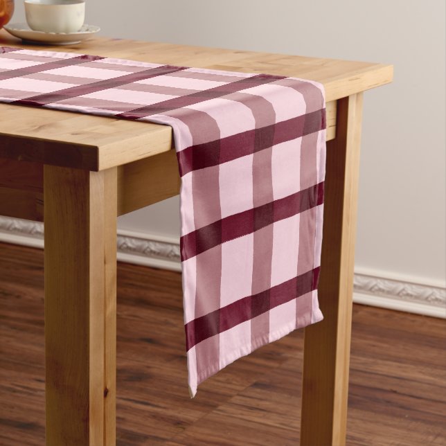 Plaid Pattern in Magenta and Pink Long Table Runner (In Situ)