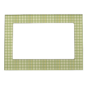 Plaid pattern in shades of green orange magnetic frame