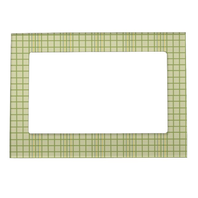 Plaid pattern in shades of green orange  magnetic frame (Front)