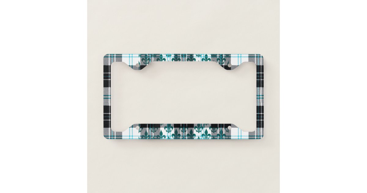 Plaid Pattern Light Blue License Plate Frame Zazzle