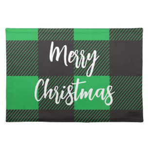 Plaid Pattern Merry Christmas Cloth Placemat