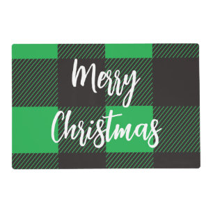 Plaid Pattern Merry Christmas Placemat
