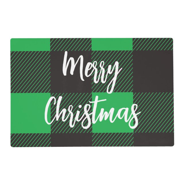 Plaid Pattern Merry Christmas Placemat (Front)