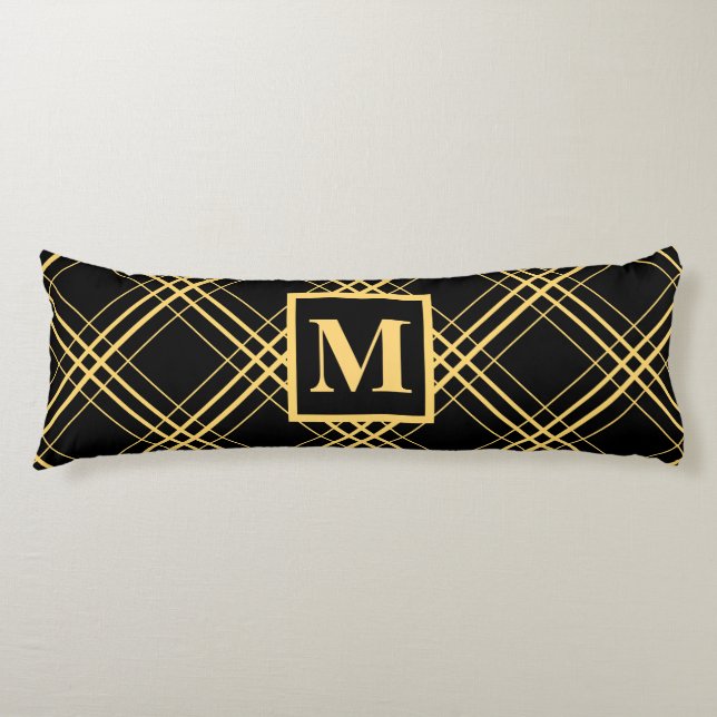 Plaid Pattern & Monogram Body Pillow (Front)