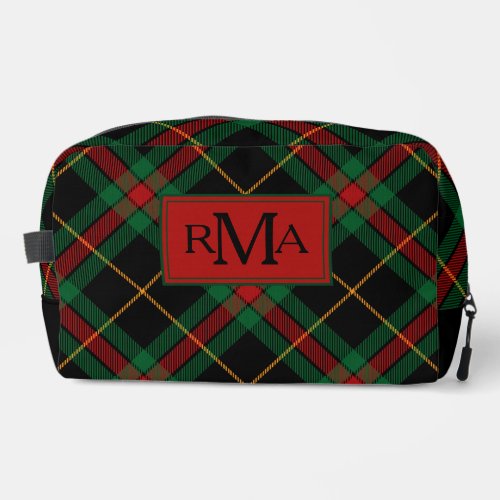 Plaid Pattern Monogram Dopp Kit