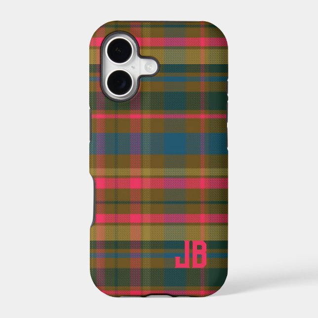 Plaid Pattern Monogram Iphone Case (Back)