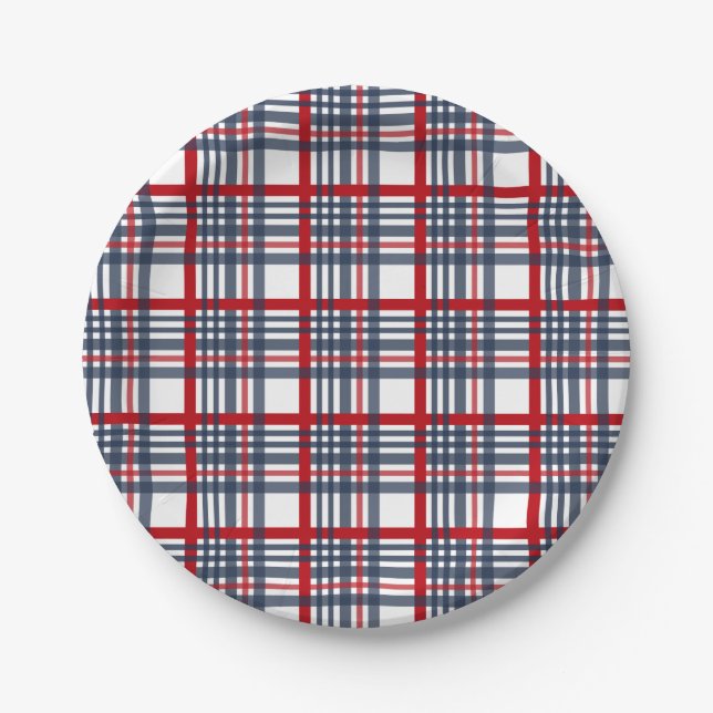 Plaid pattern paper plates (Front)