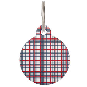 Plaid pattern pet ID tag