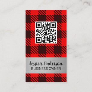 Plaid Pattern QR Scan Business Card