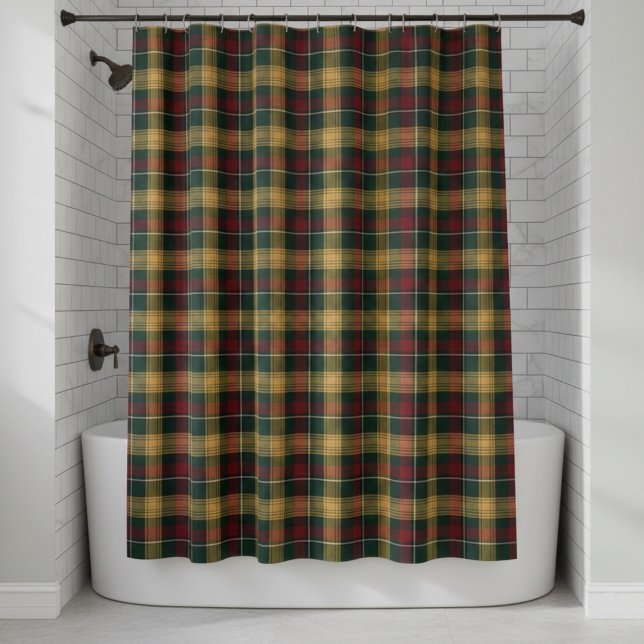 Plaid Pattern Shower Curtain - Green, Red, (Creator Uploaded)