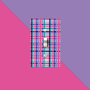 Plaid Pattern Teal Navy Blue Purple Pink Light Switch Cover