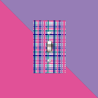 Plaid Pattern Teal Navy Blue Purple Pink Light Switch Cover