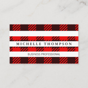 Plaid Pattern White Stripes Business Card