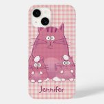 Plaid Patterns &amp; Cute Cats Family Case-Mate iPhone 14 Case