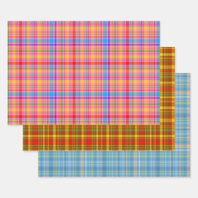 Plaid patterns wrapping paper sheets (Set)