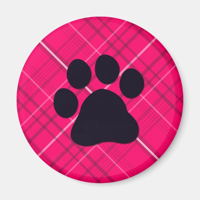 Plaid Paw Print Magnet (Front)