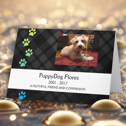 plaid paws pet loss memorial card