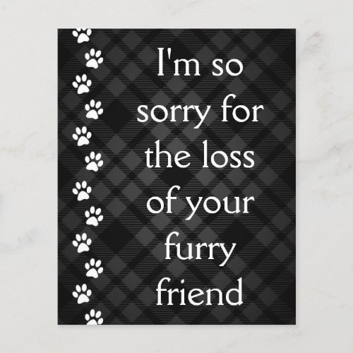 plaid paws pet loss sympathy card