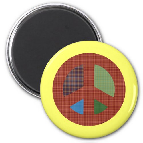 Plaid Peace Symbol Magnet