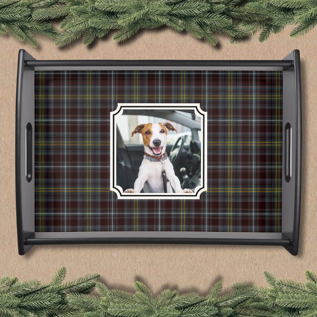 Plaid Personalized Dog Photo Modern Serving Tray (Plaid Personalized Dog Photo Modern Serving Tray)